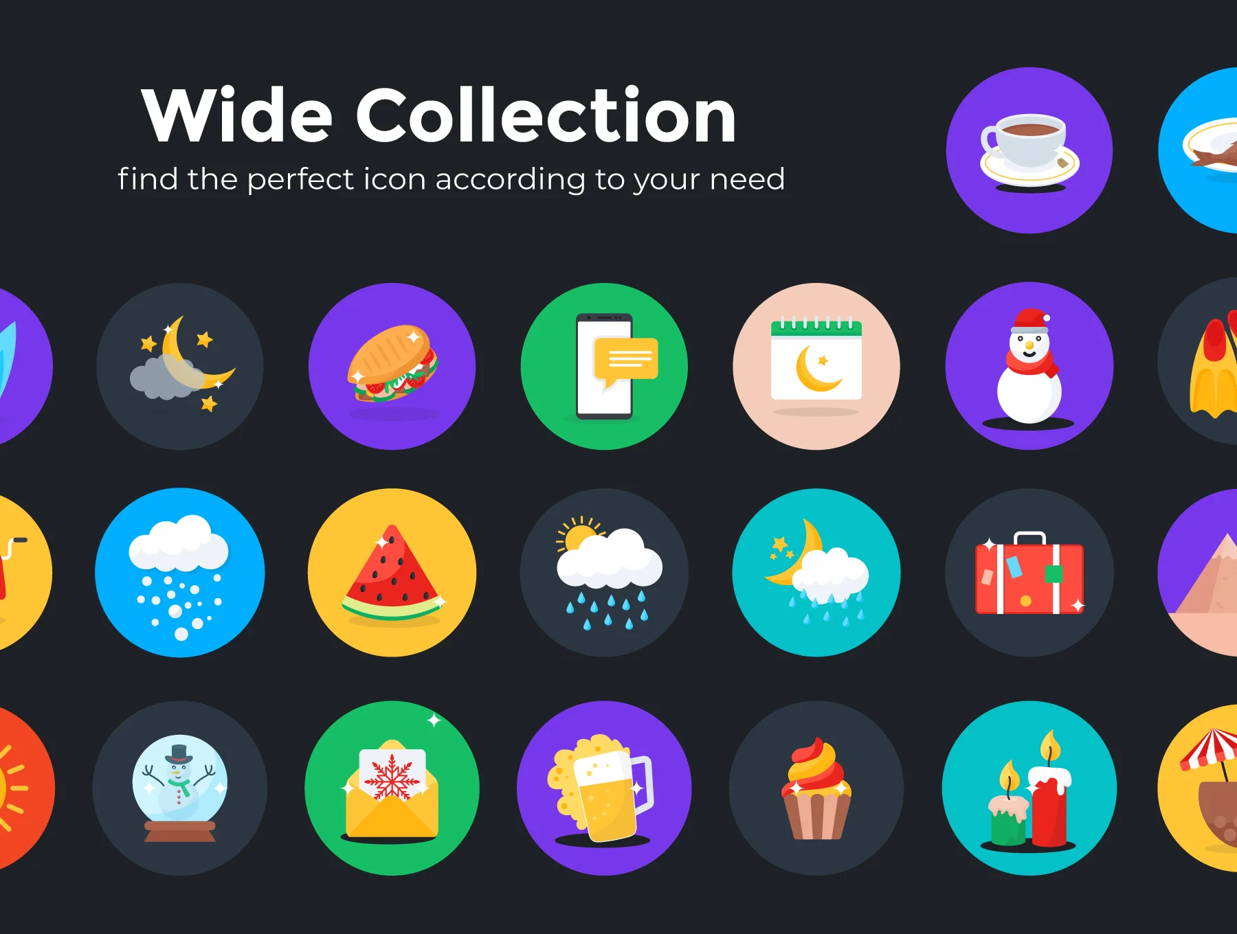 Flat Circular Icons Set 5