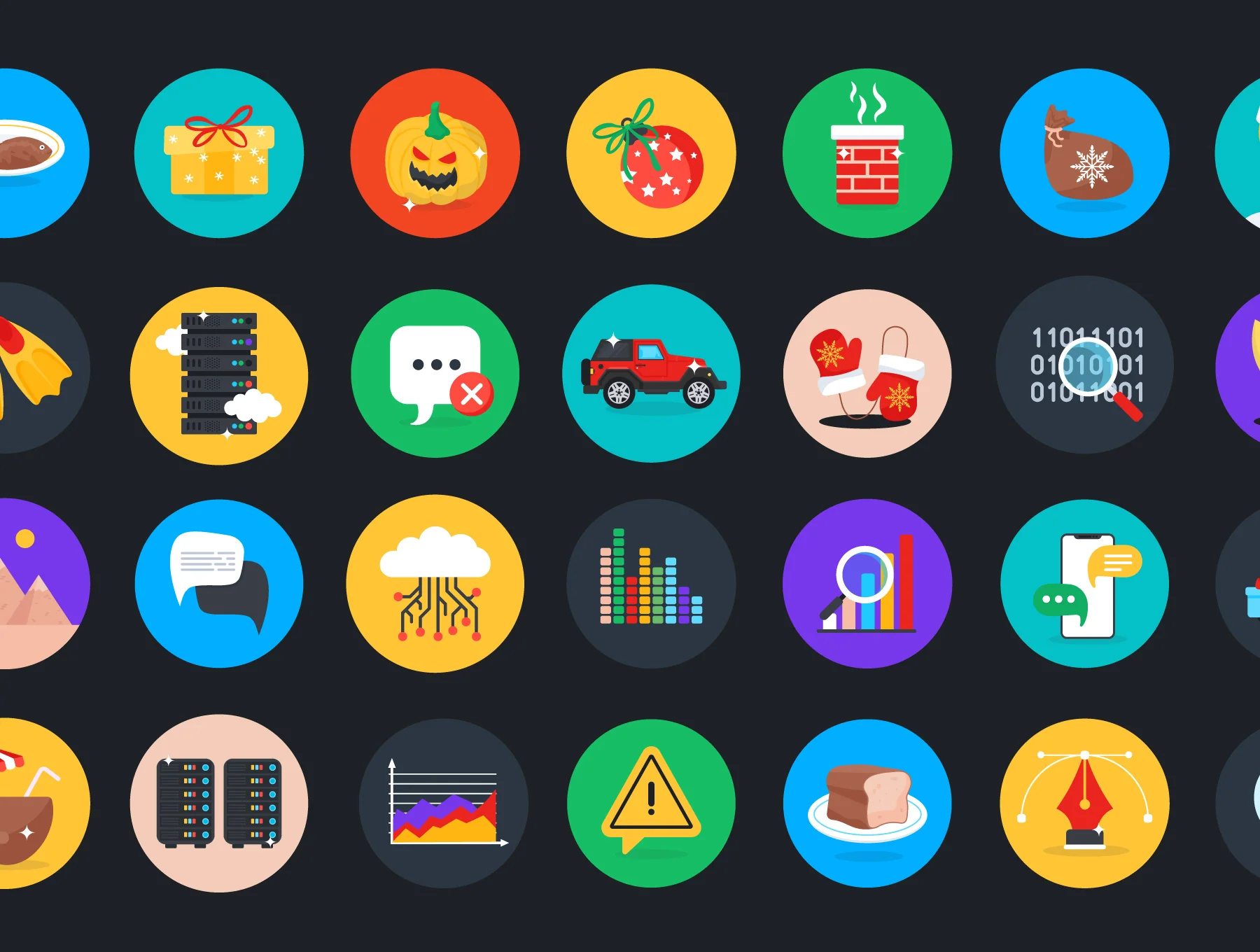 Flat Circular Icons Set 6