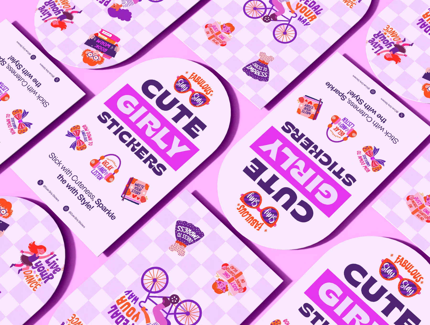 Flat Cute Girly Stickers Set 3