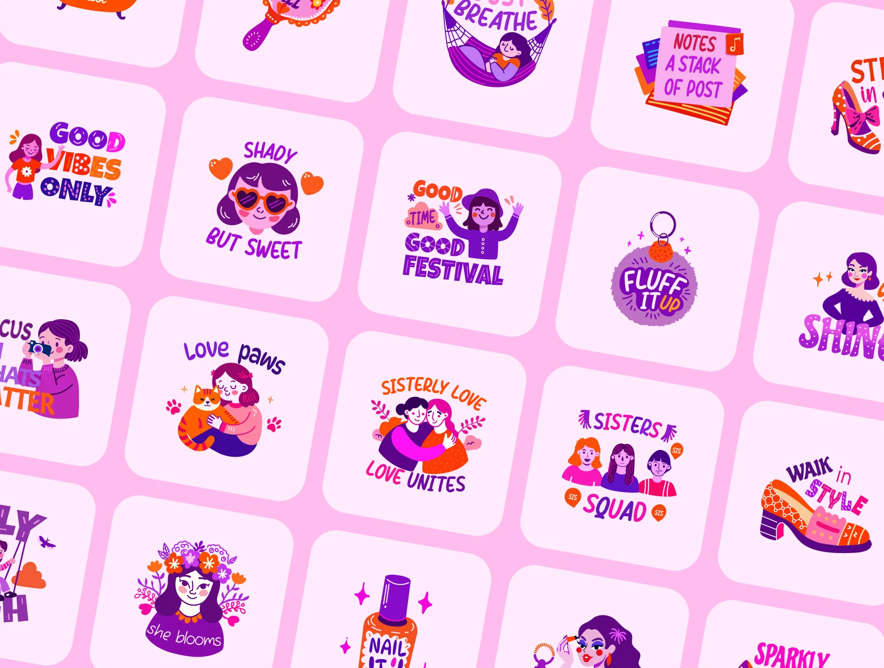 Flat Cute Girly Stickers Set 5