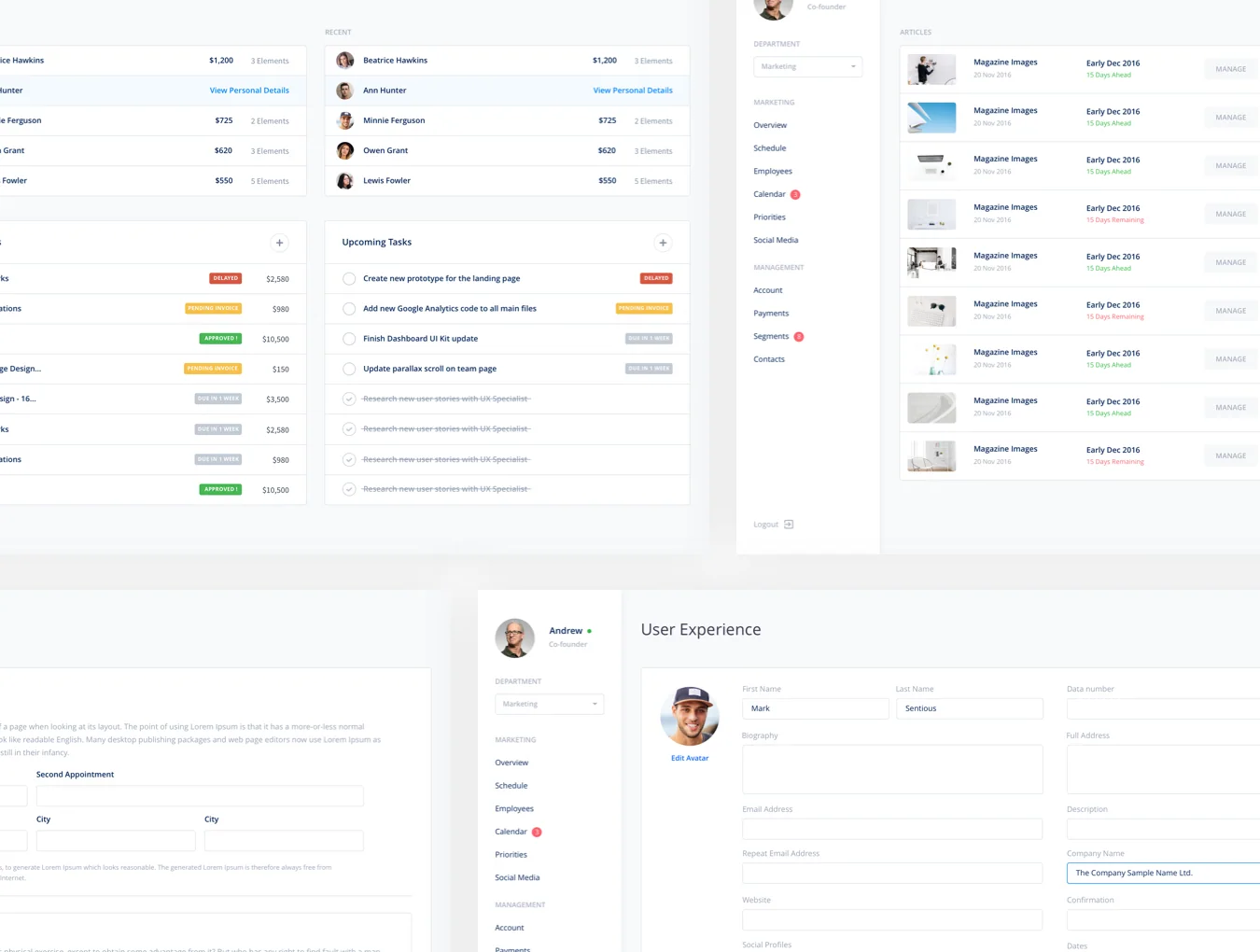 Flat Dashboards UI Kit 4