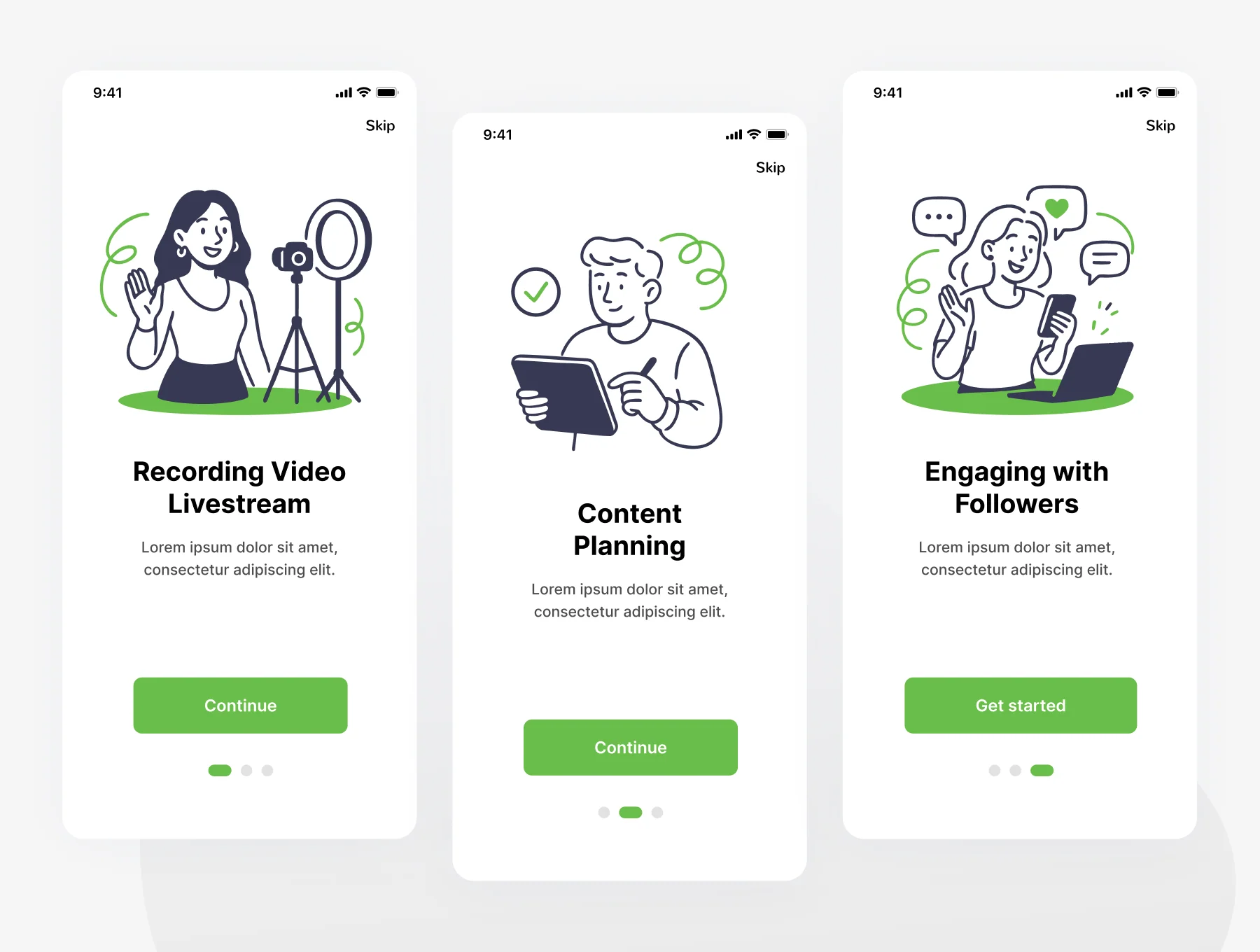 Flat Line Content Creator Illustration Pack 3