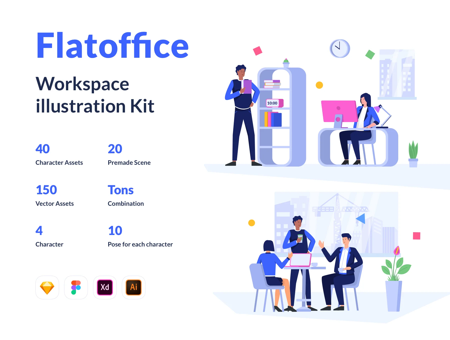 Flatoffice 2D Illustration Kit