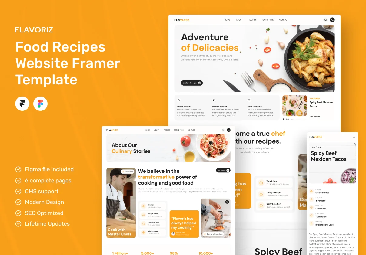 Flavoriz - Food Recipes Website Framer