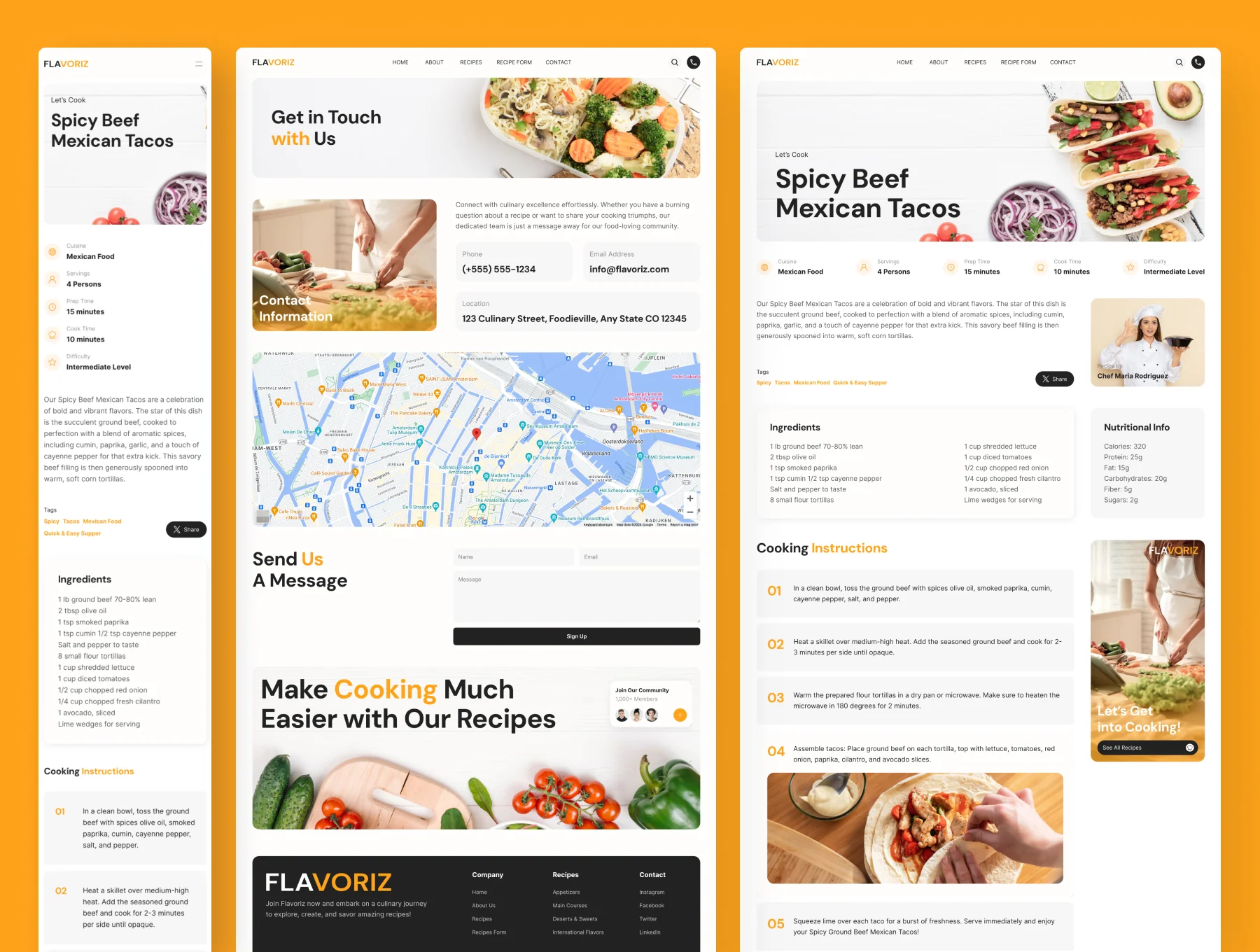 Flavoriz - Food Recipes Website Framer 3