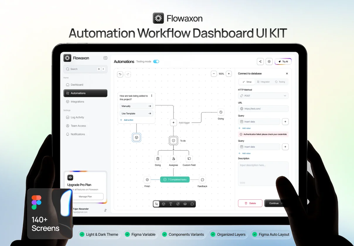 Flawaxon - Automation Workflow Dashboard UI KIT
