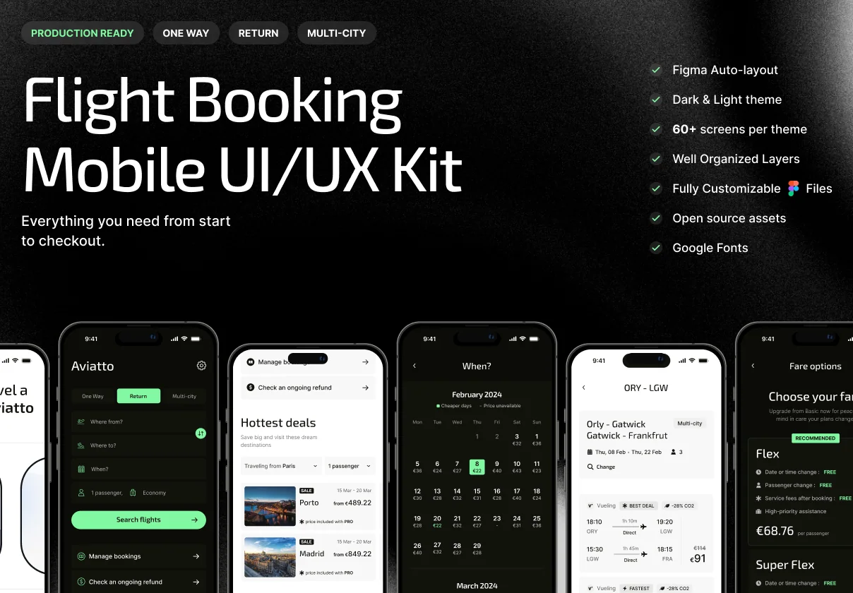 Aviatto - Flight Booking Mobile UI/UX Kit