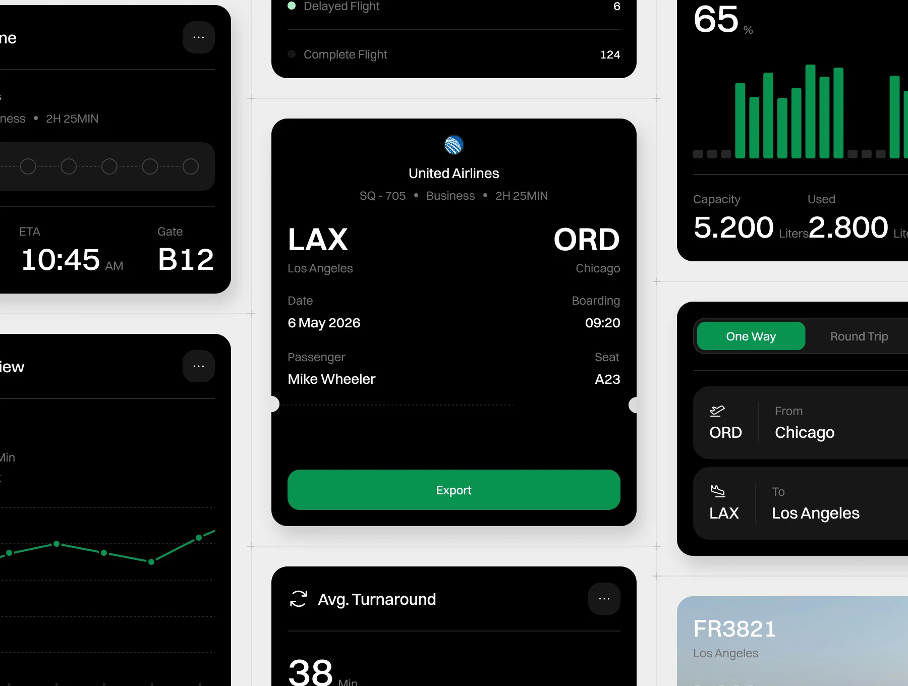 Flight Management Cards UI Kit 3