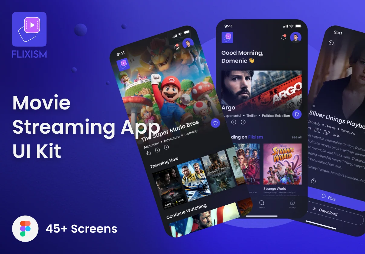 Flixism - Movie Streaming App UI Kit