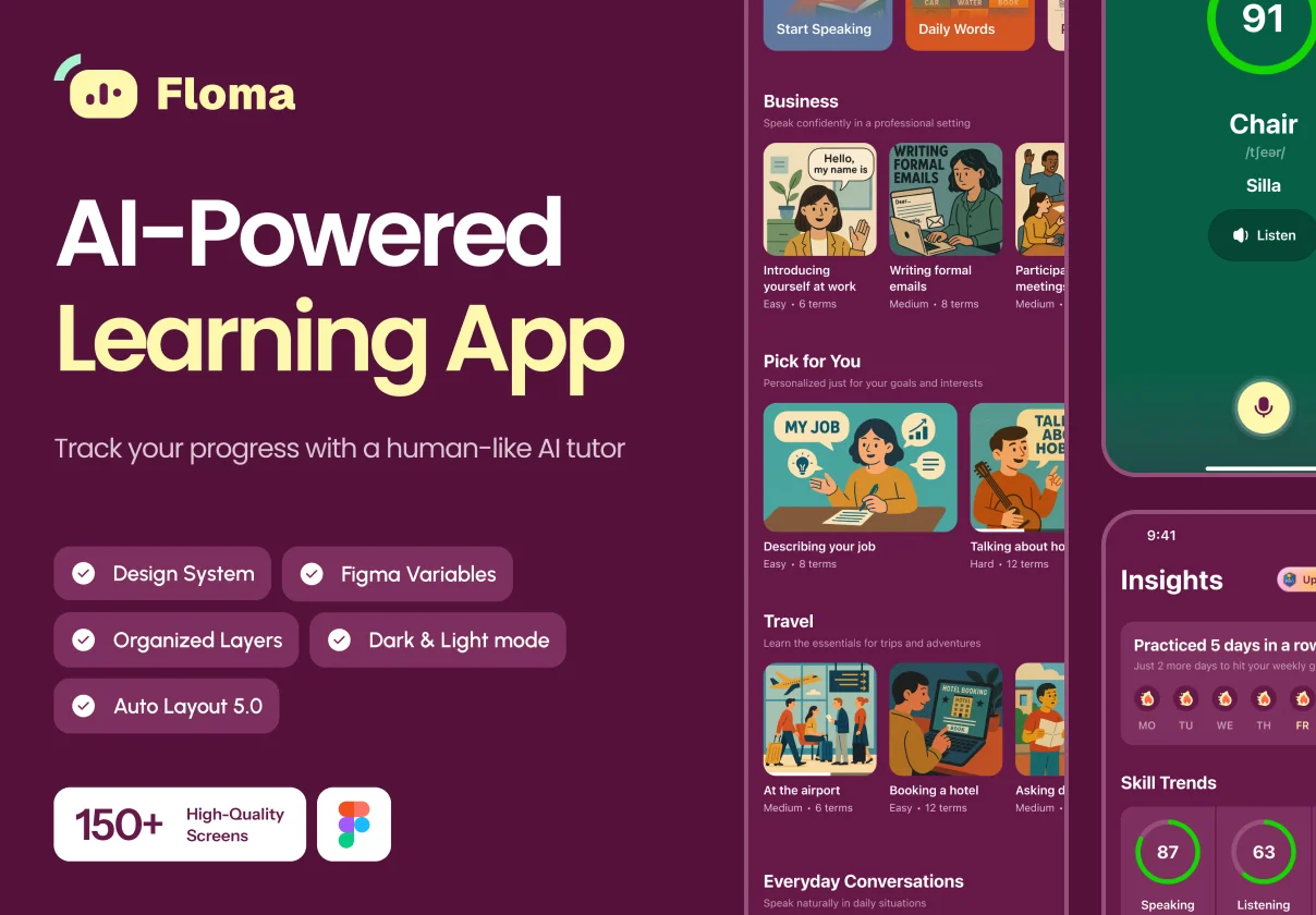 Floma – AI-powered English Speaking App UI Kit