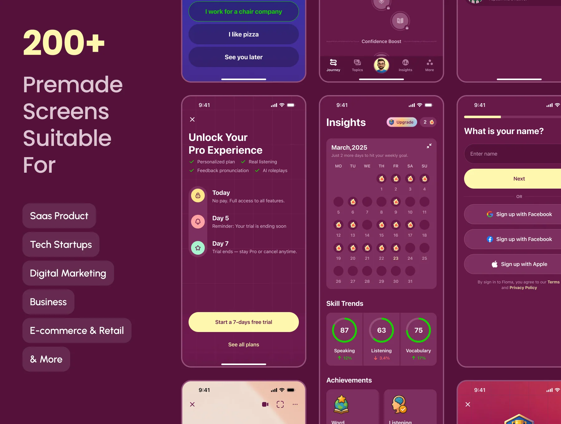 Floma – AI-powered English Speaking App UI Kit 3