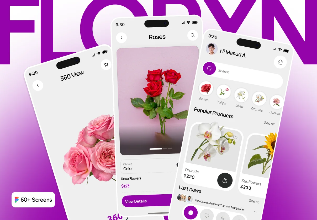 Floryn – Flowers & Nature E-commerce Mobile App UI Kit