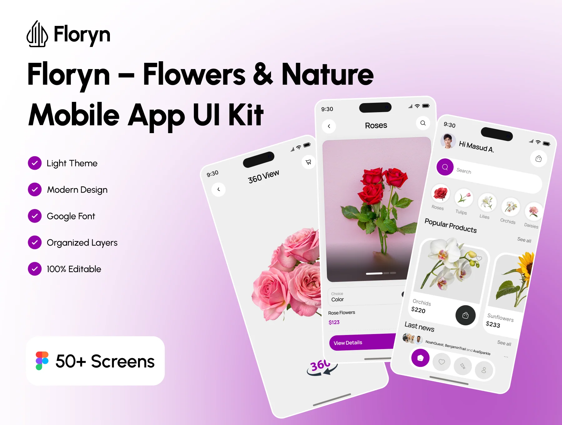 Floryn – Flowers & Nature E-commerce Mobile App UI Kit