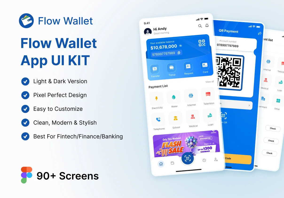 Flow - Wallet App UI Kit for Figma