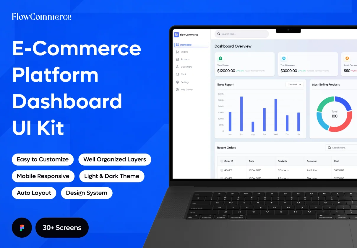 FlowCommerce - E Commerce Dashboard UI Kit