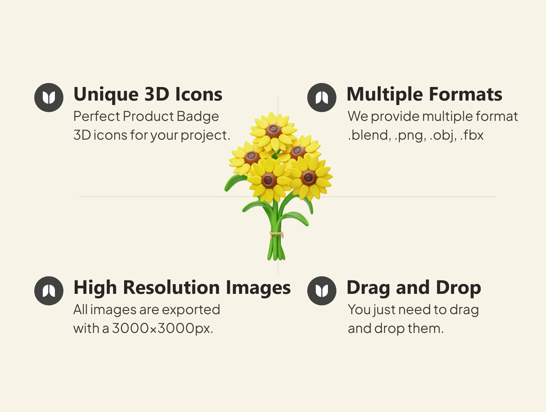 Flower Bouquet 3D Icon 2