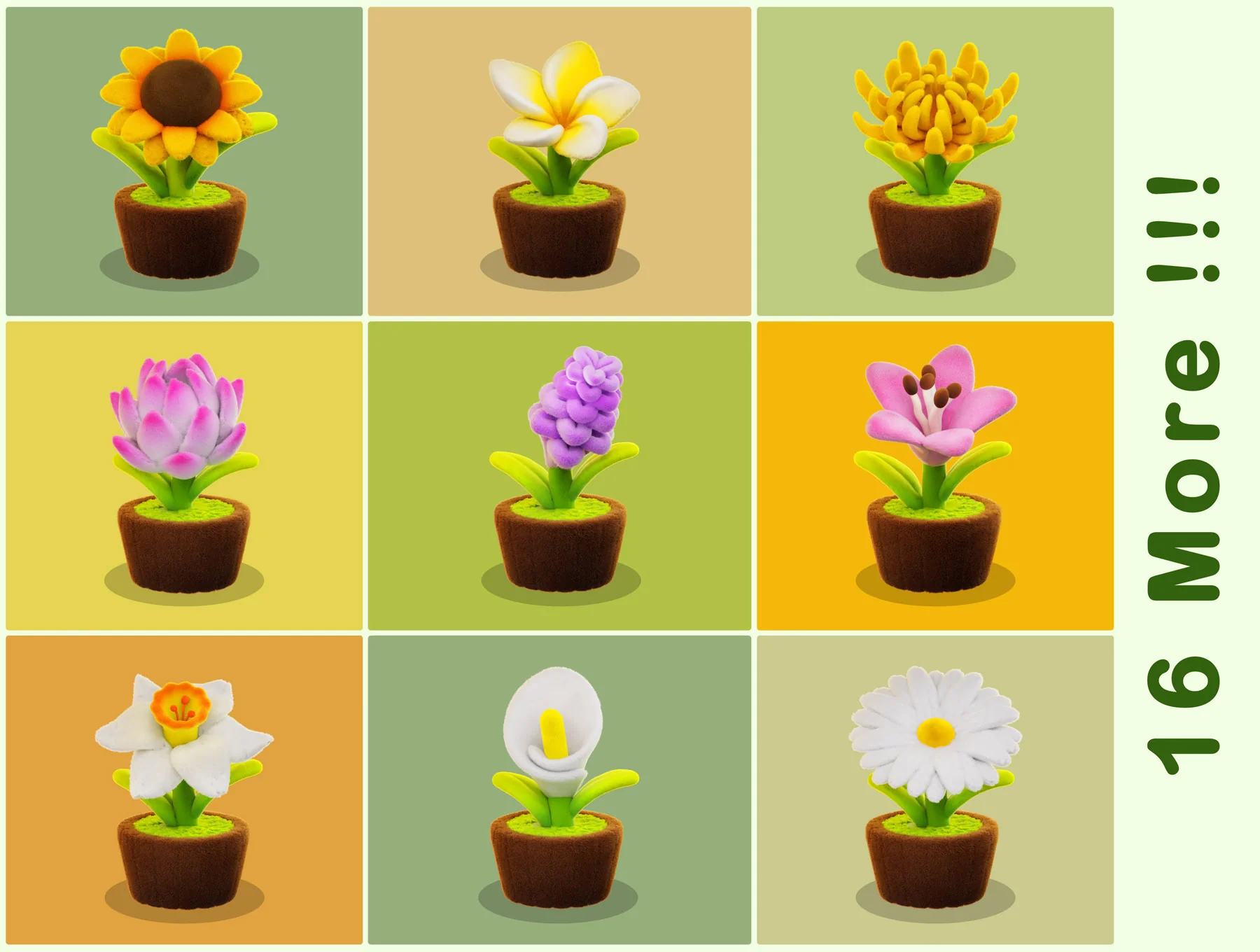 Flower in Pot 3D Assets 4