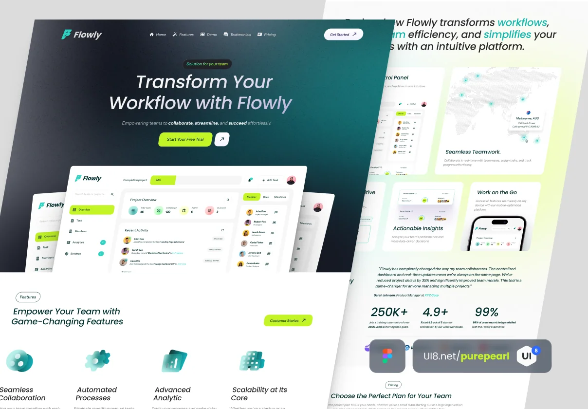 Flowly - SaaS Landing Page & Dashboard Kit