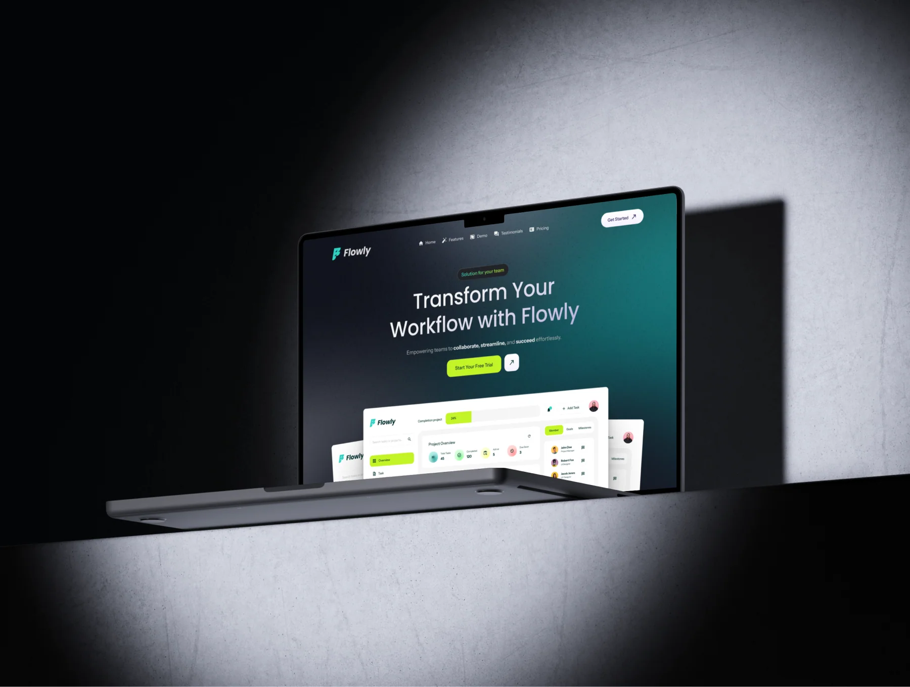 Flowly -  SaaS Landing Page & Dashboard Figma UI Kit for Team Workflow Management 2