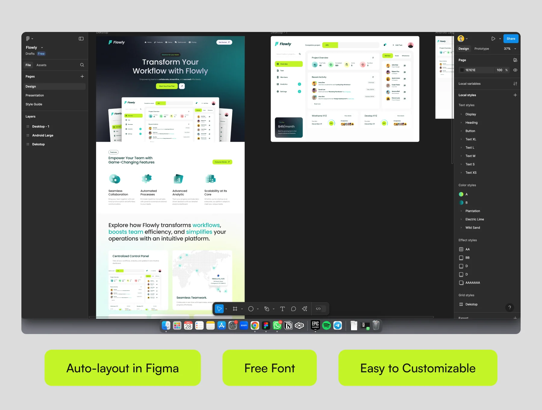 Flowly -  SaaS Landing Page & Dashboard Figma UI Kit for Team Workflow Management 6