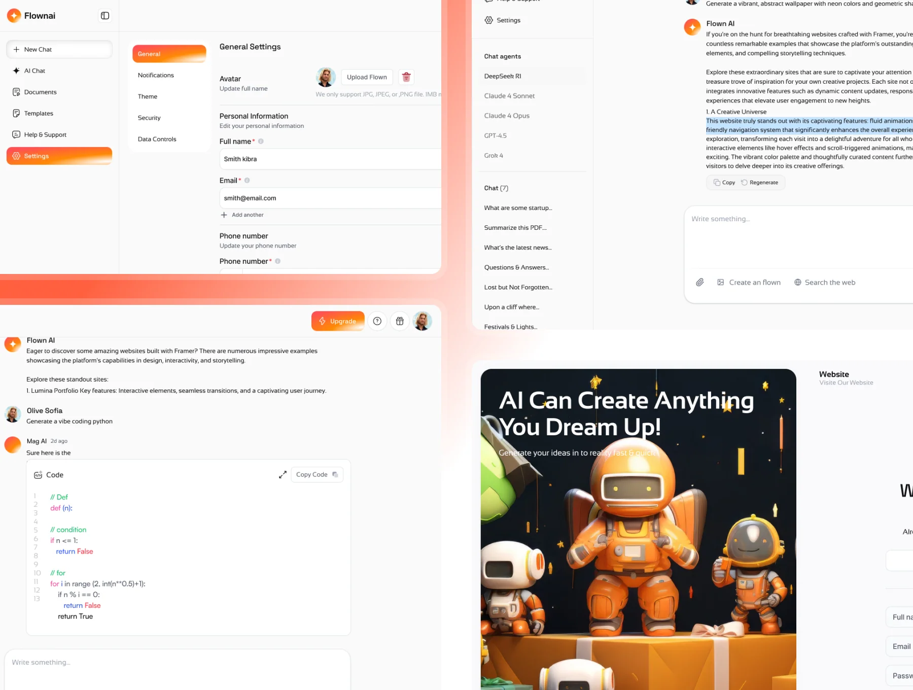 Flown Ai Chat Bot UI Kit 2