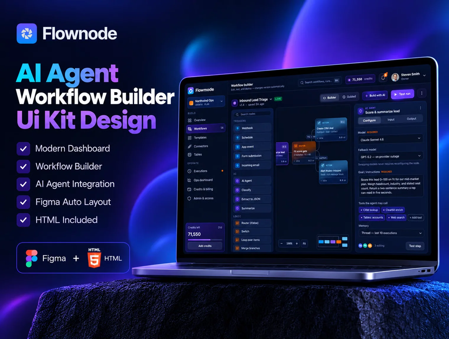 Flownode — AI Agent Workflow Builder UI Kit