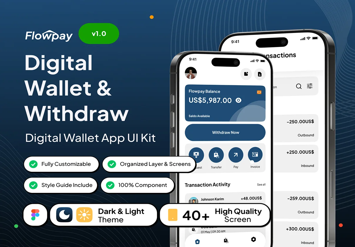 Flowpay - Digital Wallet & Withdraw App UI Kit