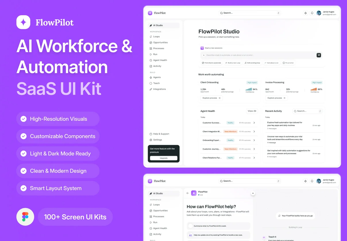 FlowPilot - AI Workforce & Automation SaaS UI Kit