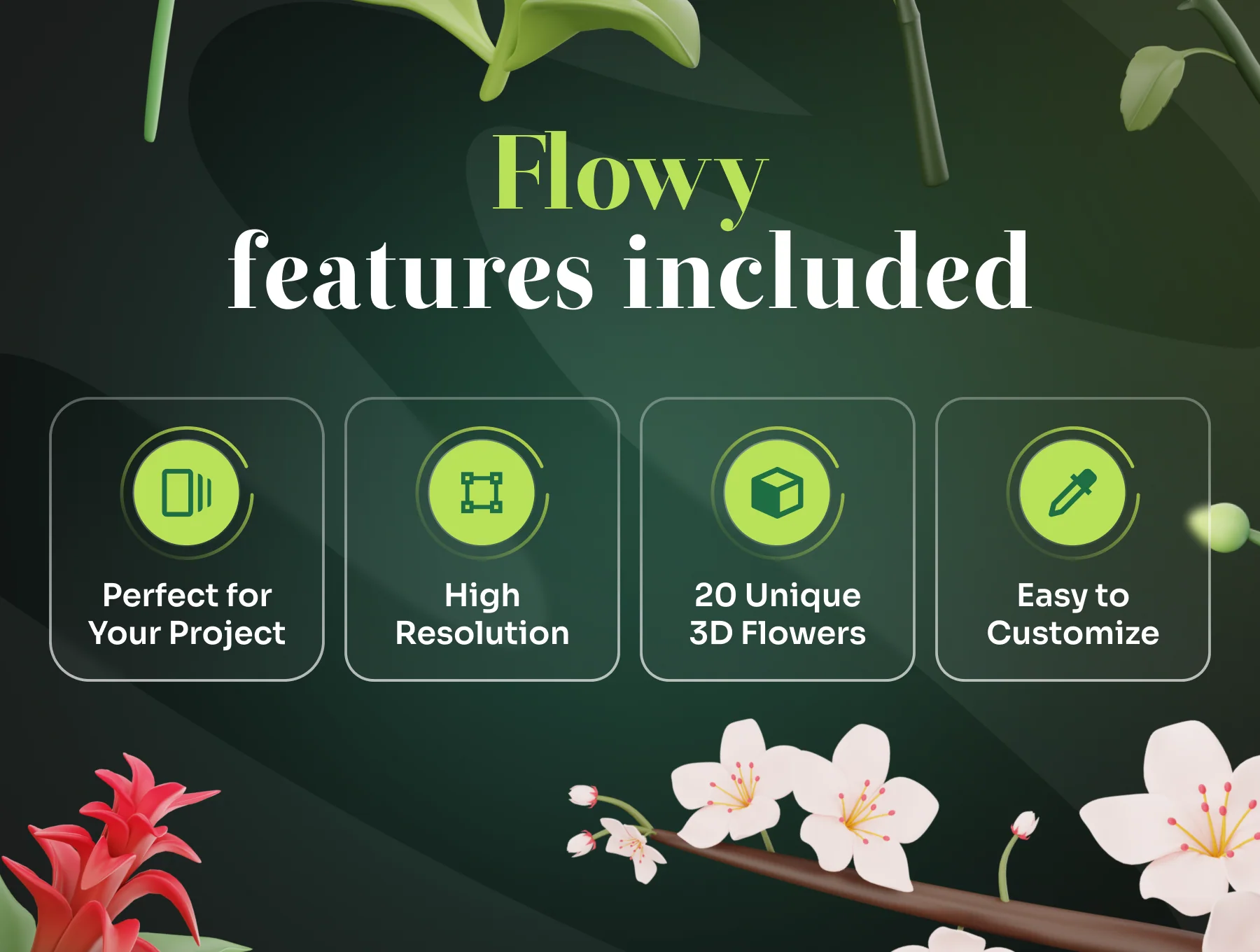 Flowy - Flowers 3D Icon Set 3