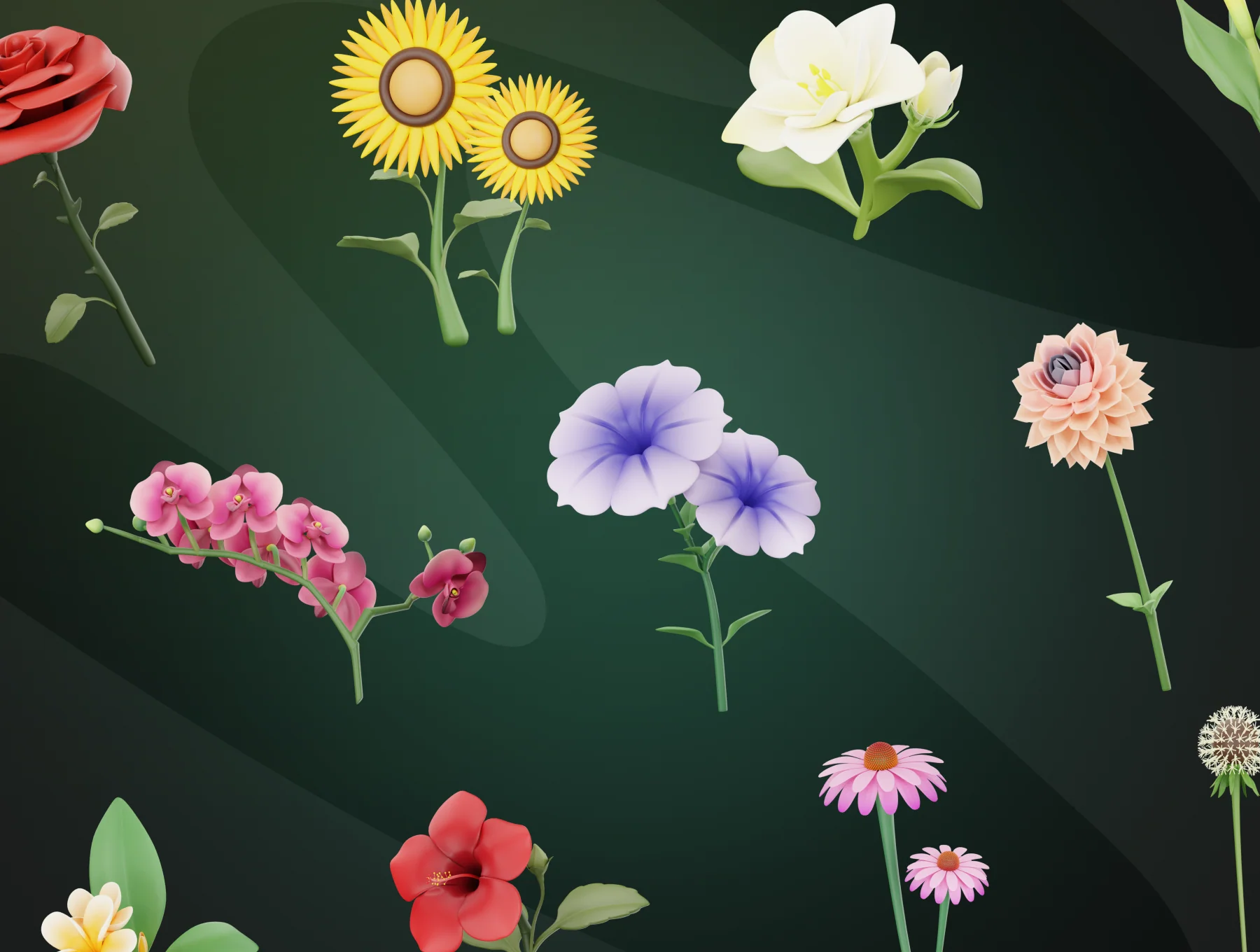 Flowy - Flowers 3D Icon Set 7