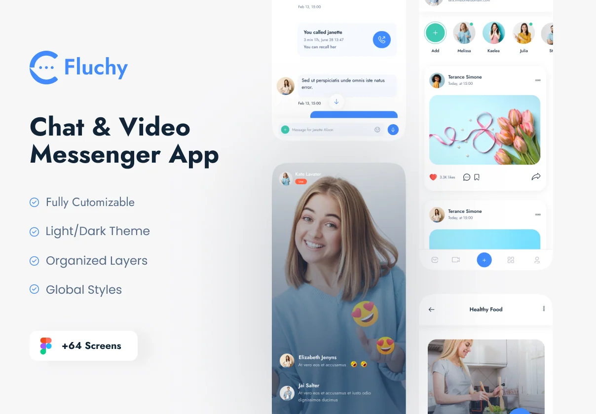 Fluchy | Chat & Video Messenger App UI Kit