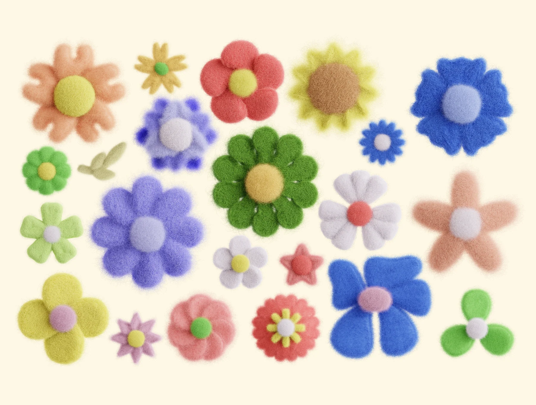Fluffy Flowers — 50 Soft 3D PNG Elements 5