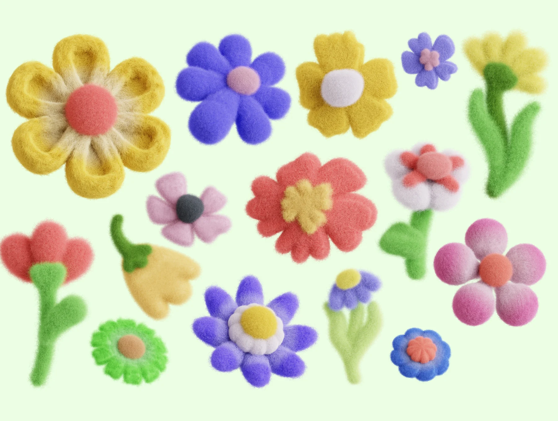 Fluffy Flowers — 50 Soft 3D PNG Elements 6