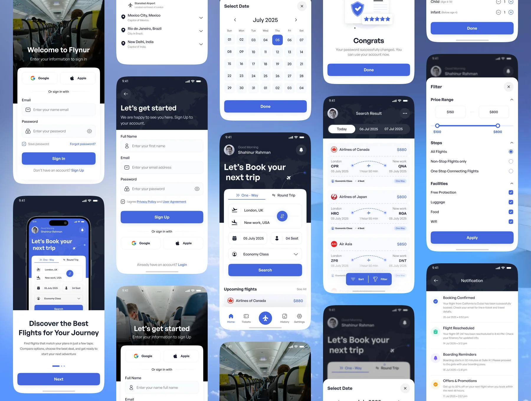 Flynur - Flight Booking Mobile App UI Kit Design 5