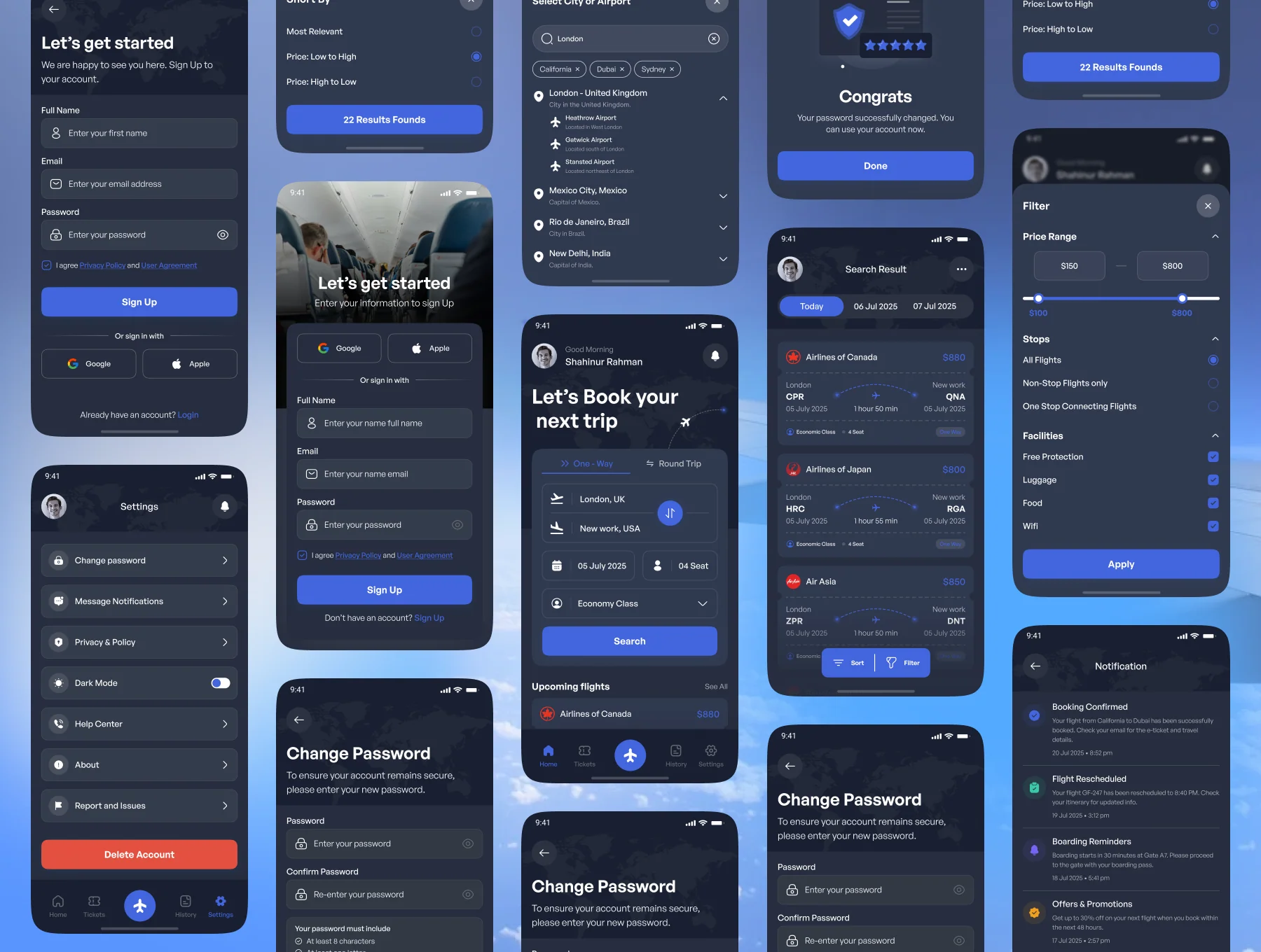 Flynur - Flight Booking Mobile App UI Kit Design 7
