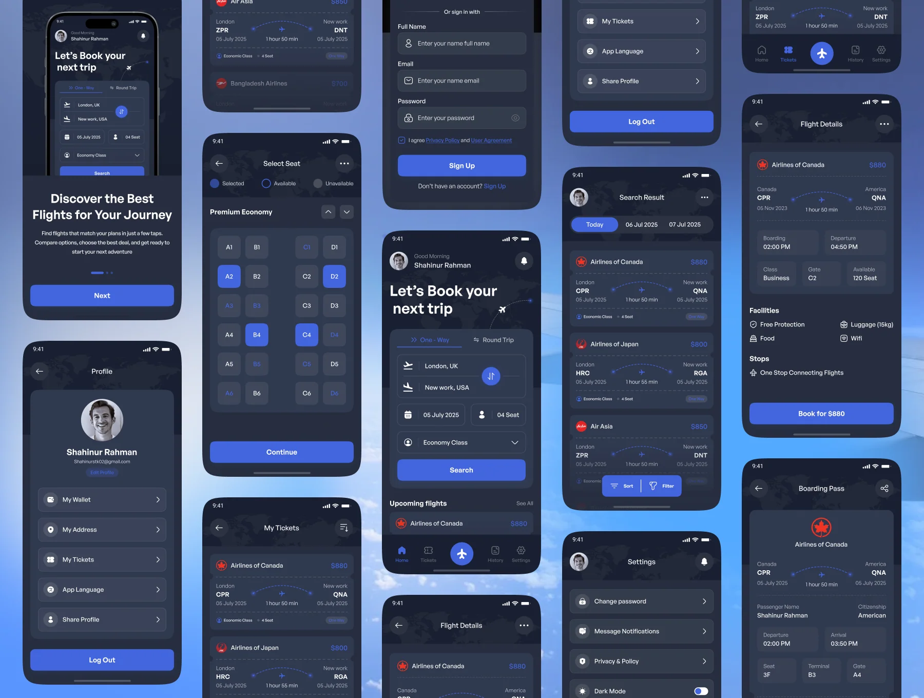 Flynur - Flight Booking Mobile App UI Kit Design 8