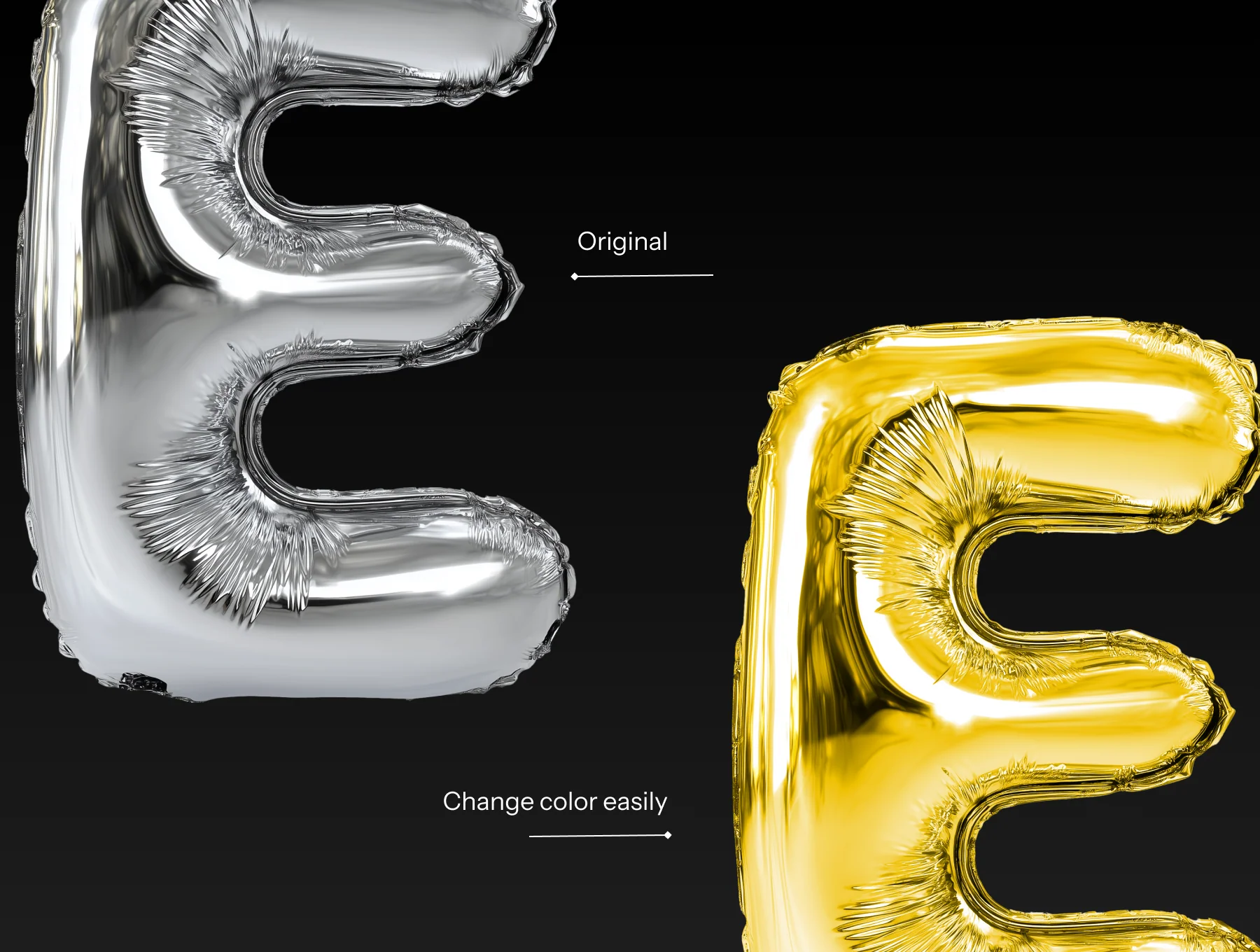Foil Balloon Letters & Numbers Pack – 4K PSD + PNG 5