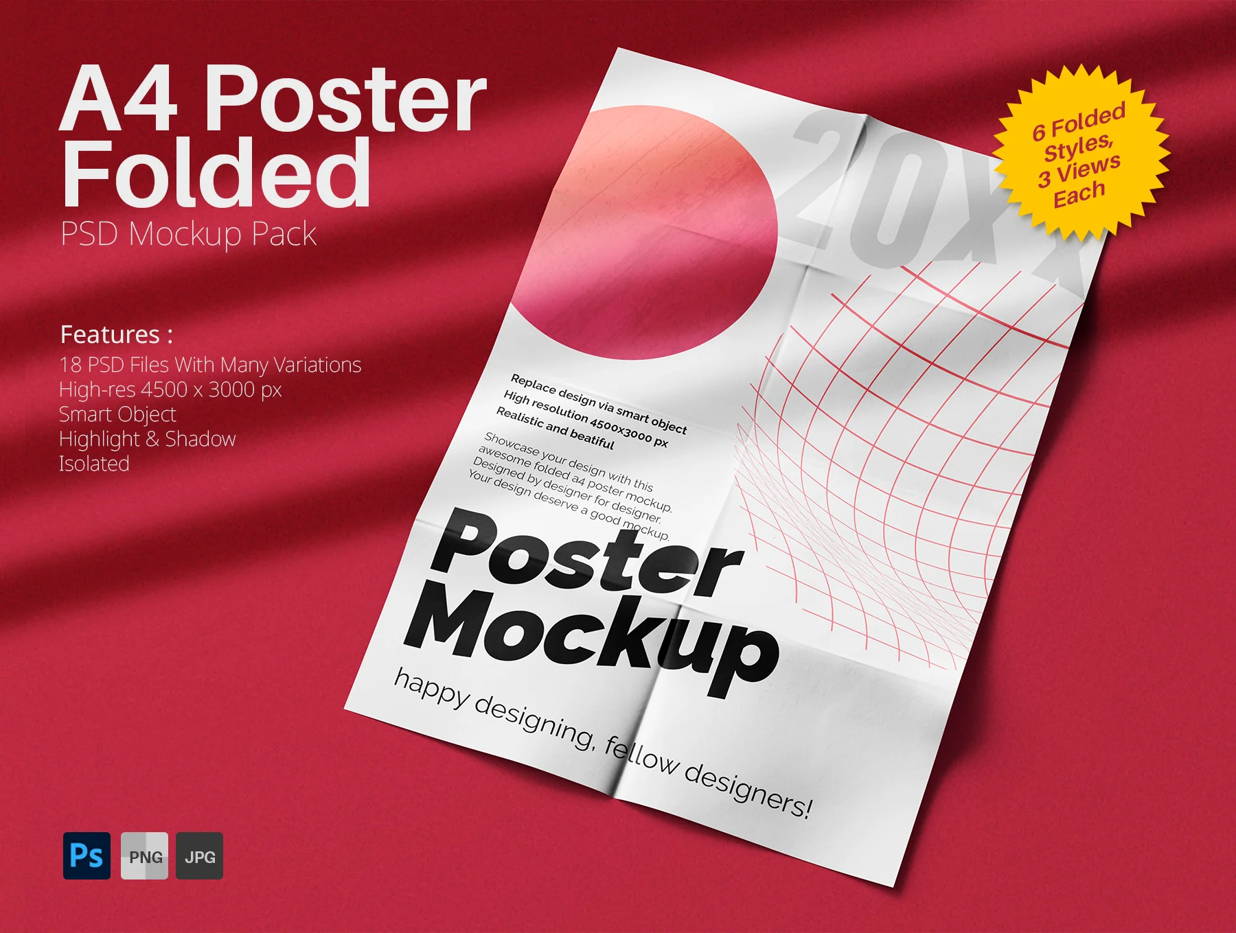 Folded A4 Poster PSD Mockup Pack