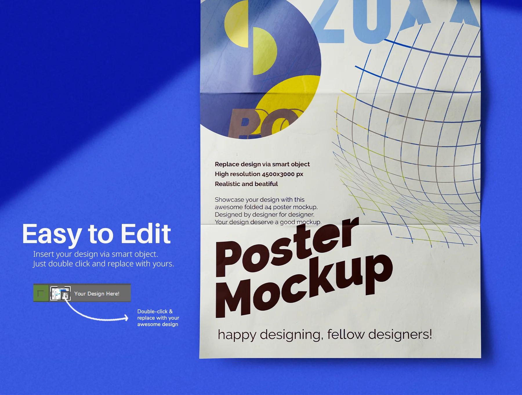Folded A4 Poster PSD Mockup Pack 5