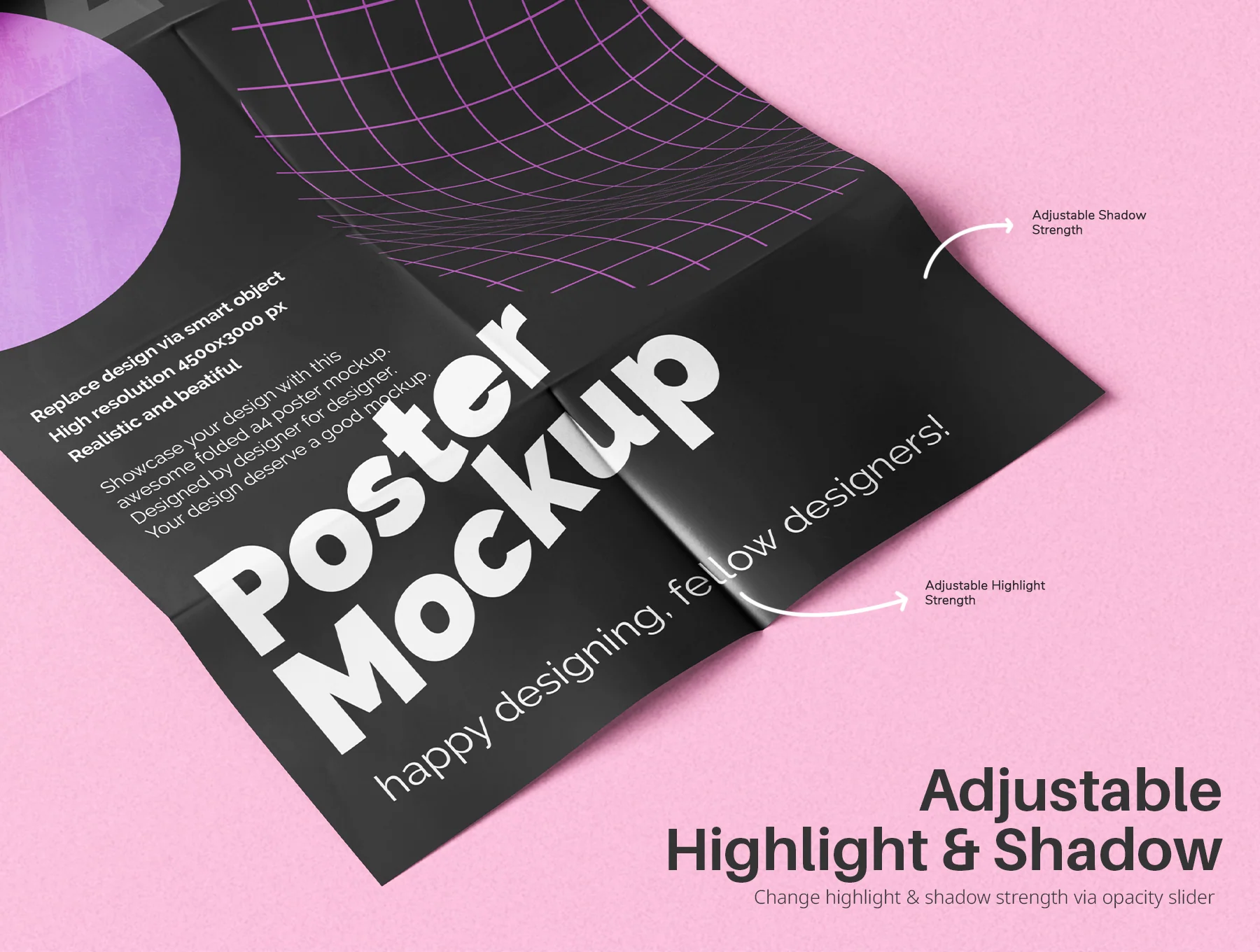 Folded A4 Poster PSD Mockup Pack 6