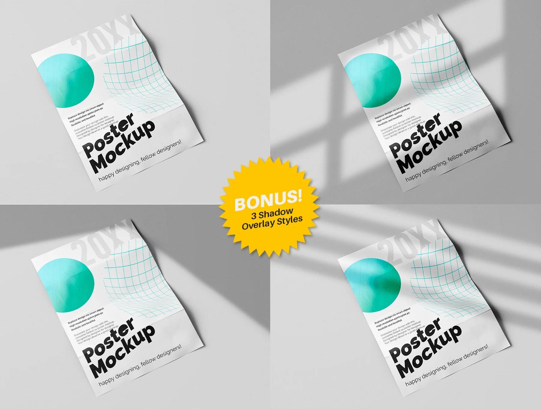 Folded A4 Poster PSD Mockup Pack 7