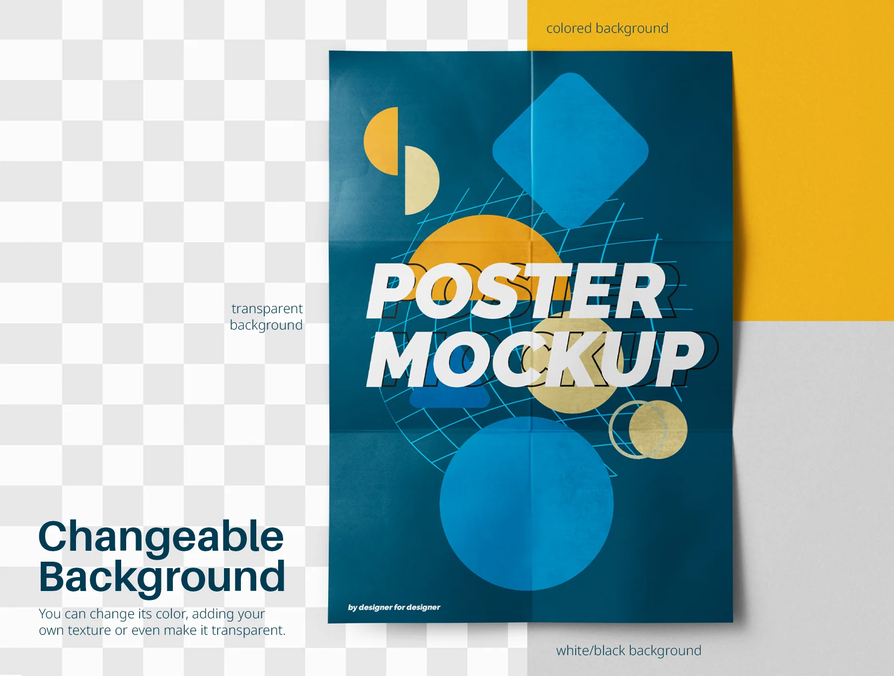 Folded A4 Poster PSD Mockup Pack 8