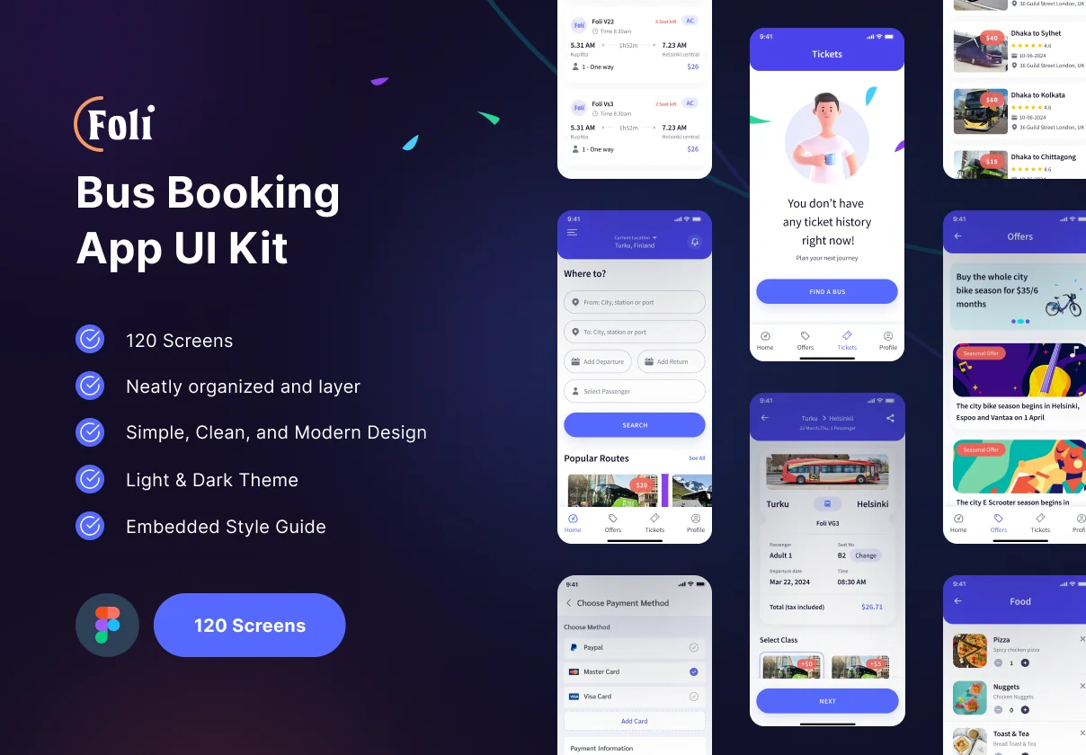 Foli Bus Booking App UI Kit