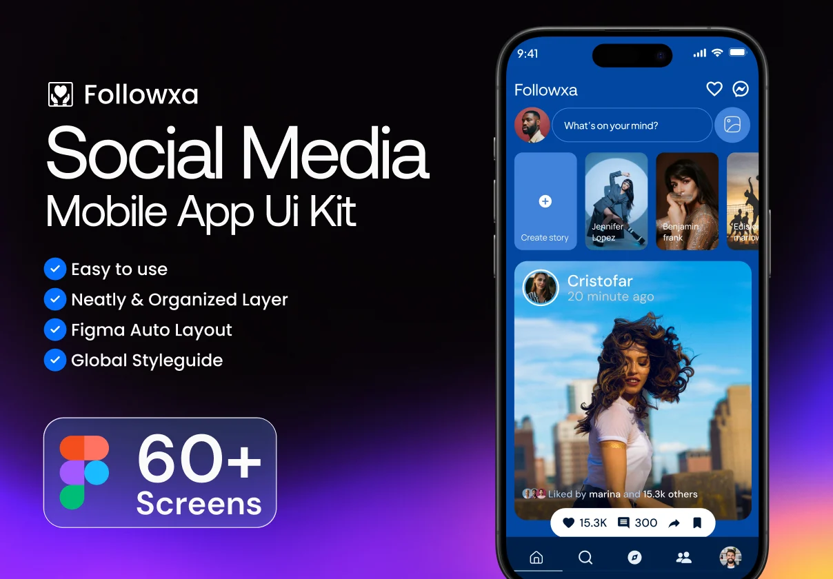 Followxa – Social Media Mobile App UI Kit