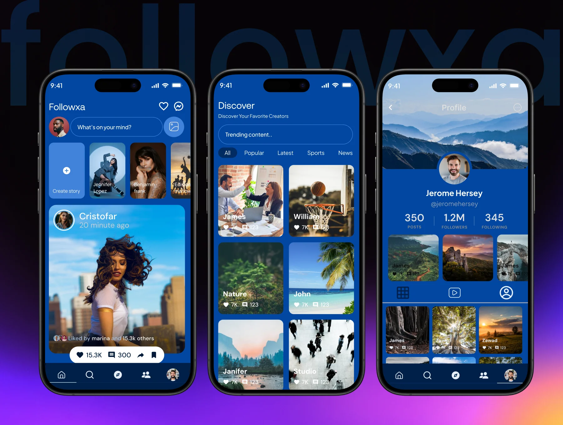 Followxa – Social Media Mobile App UI Kit 4