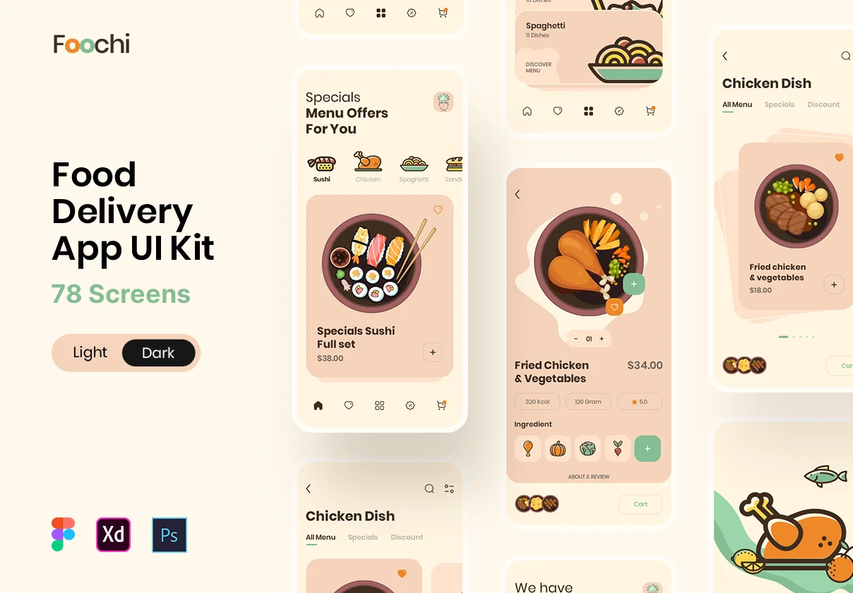 Foochi - Food Delivery App UI Kit