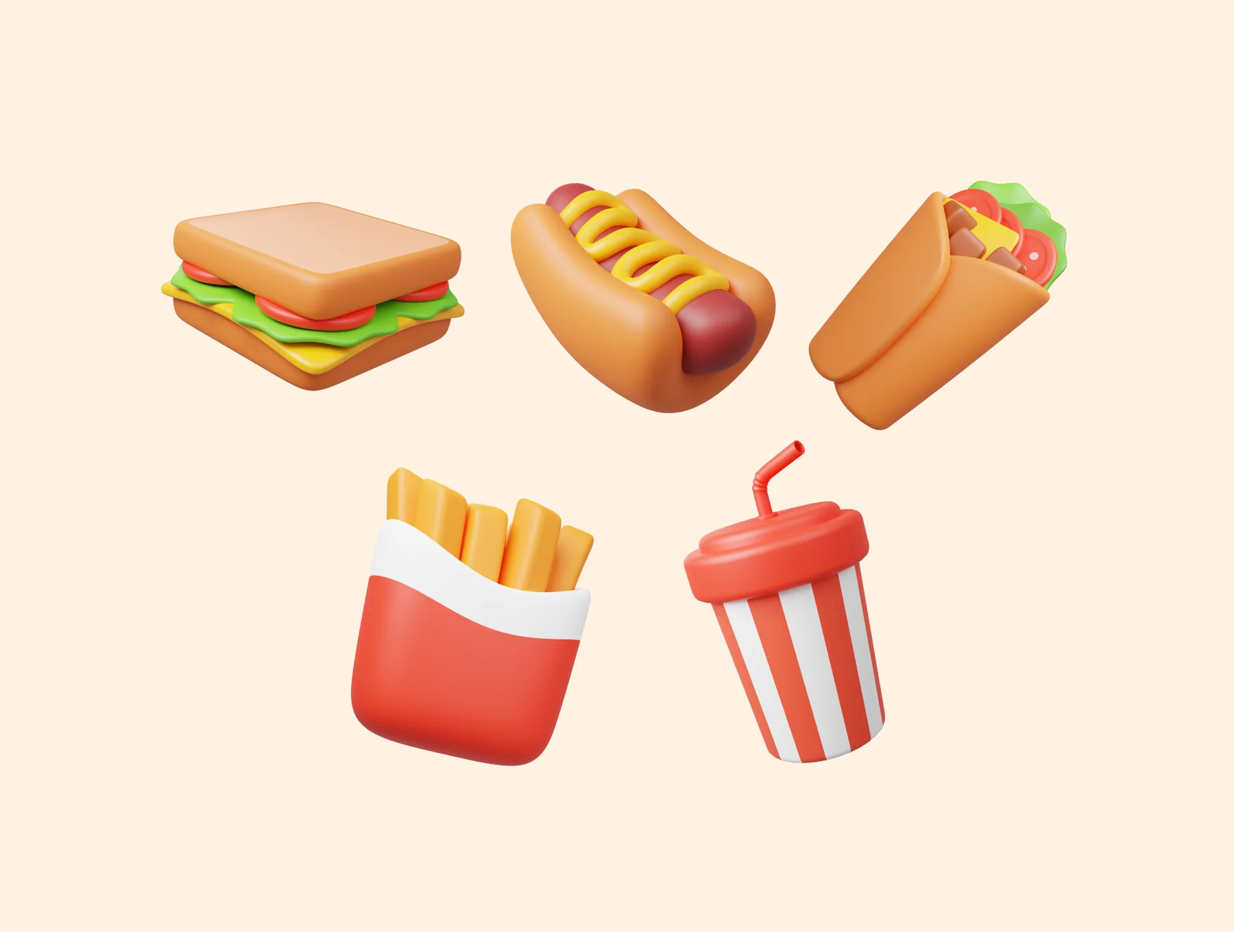 Food and Drink 3D Icon Pack 5