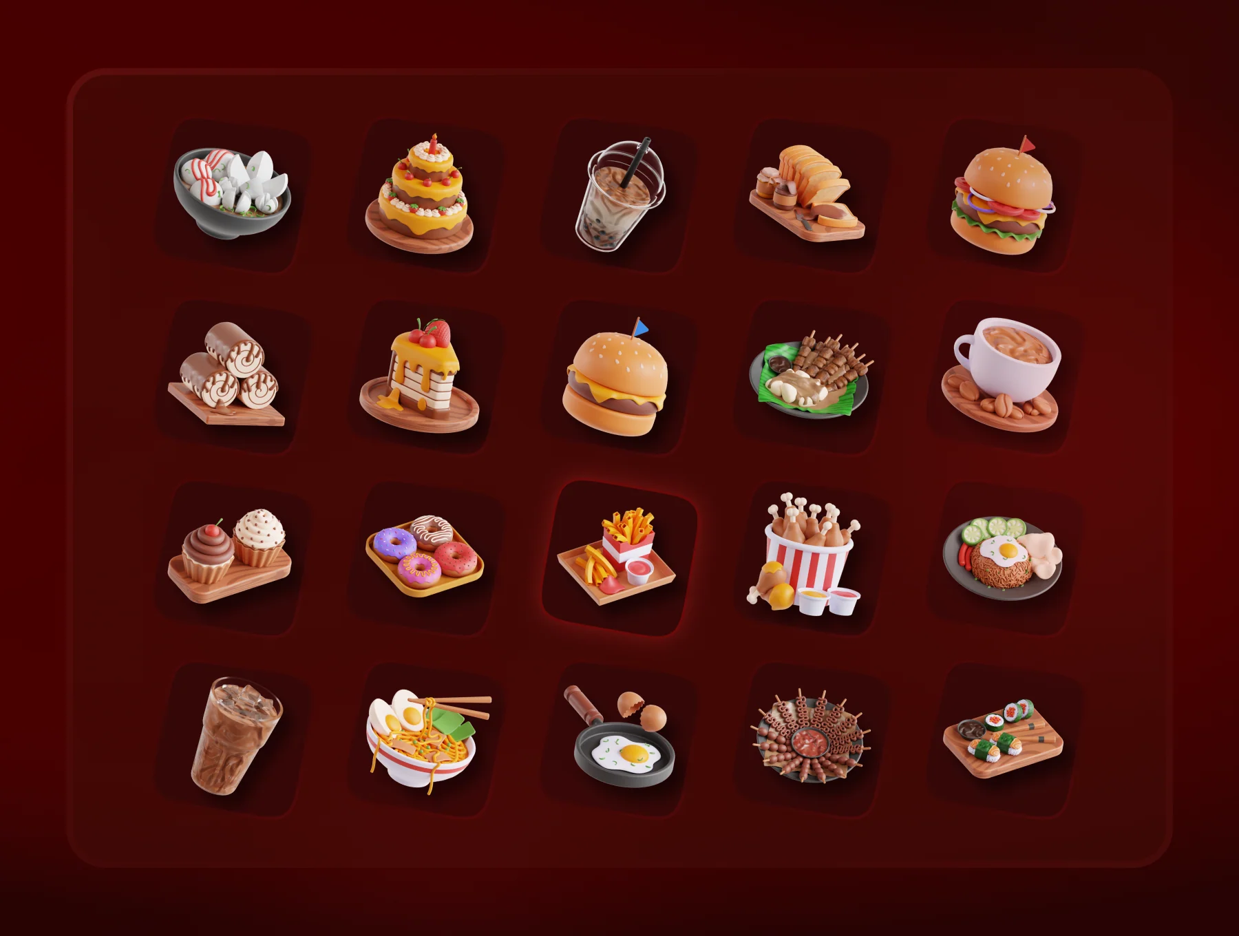 Food and Drink 3D Icon Set 2