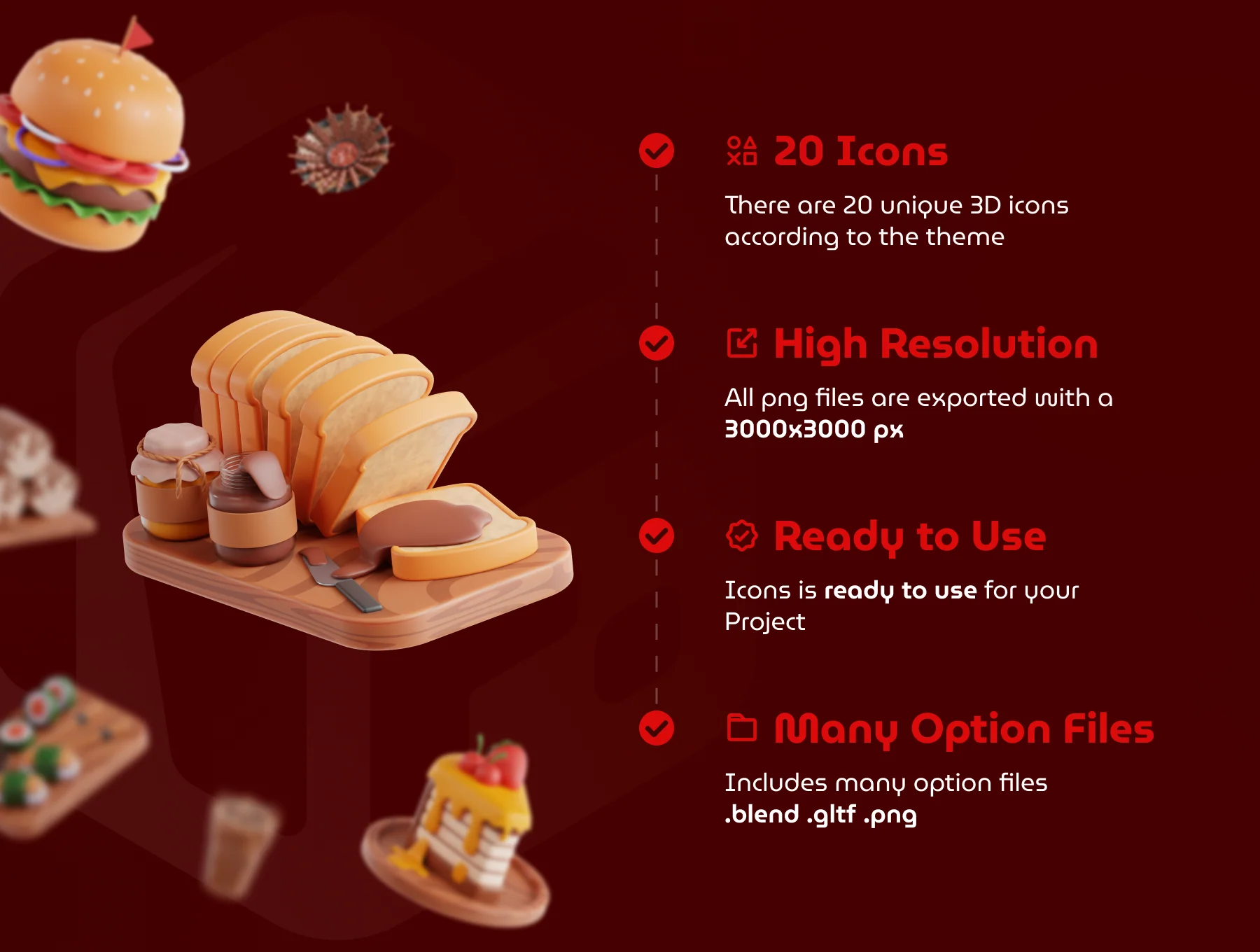Food and Drink 3D Icon Set 3