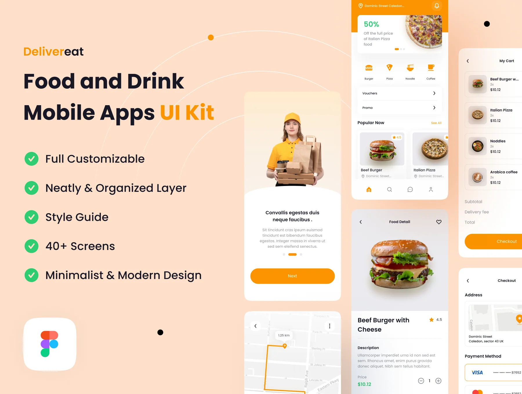 Delivereat - Food and Drink Mobile Apps UI Kit